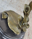 Trumpeting Winged Angel Fairy Garden Bronze Sculpture 15" x 10"