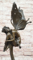 Sleeping Winged Fairy Angel Nymph Bronze Sculpture 15.5" x 6"