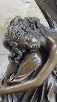 Sleeping Fairy Winged Angel Girl Bronze Sculpture 9.5" x 6.5"