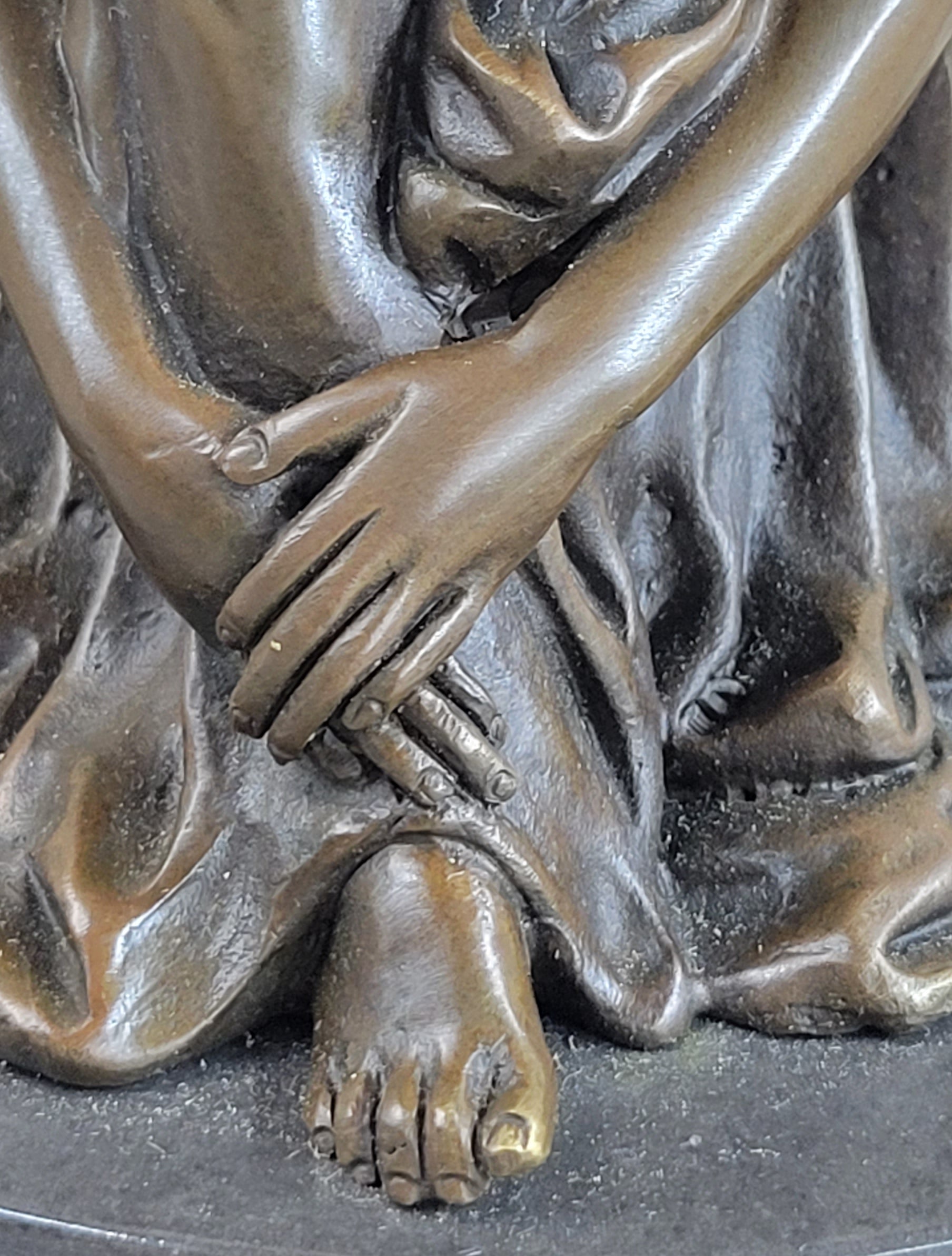 Sleeping Fairy Winged Angel Girl Bronze Sculpture 9.5" x 6.5"