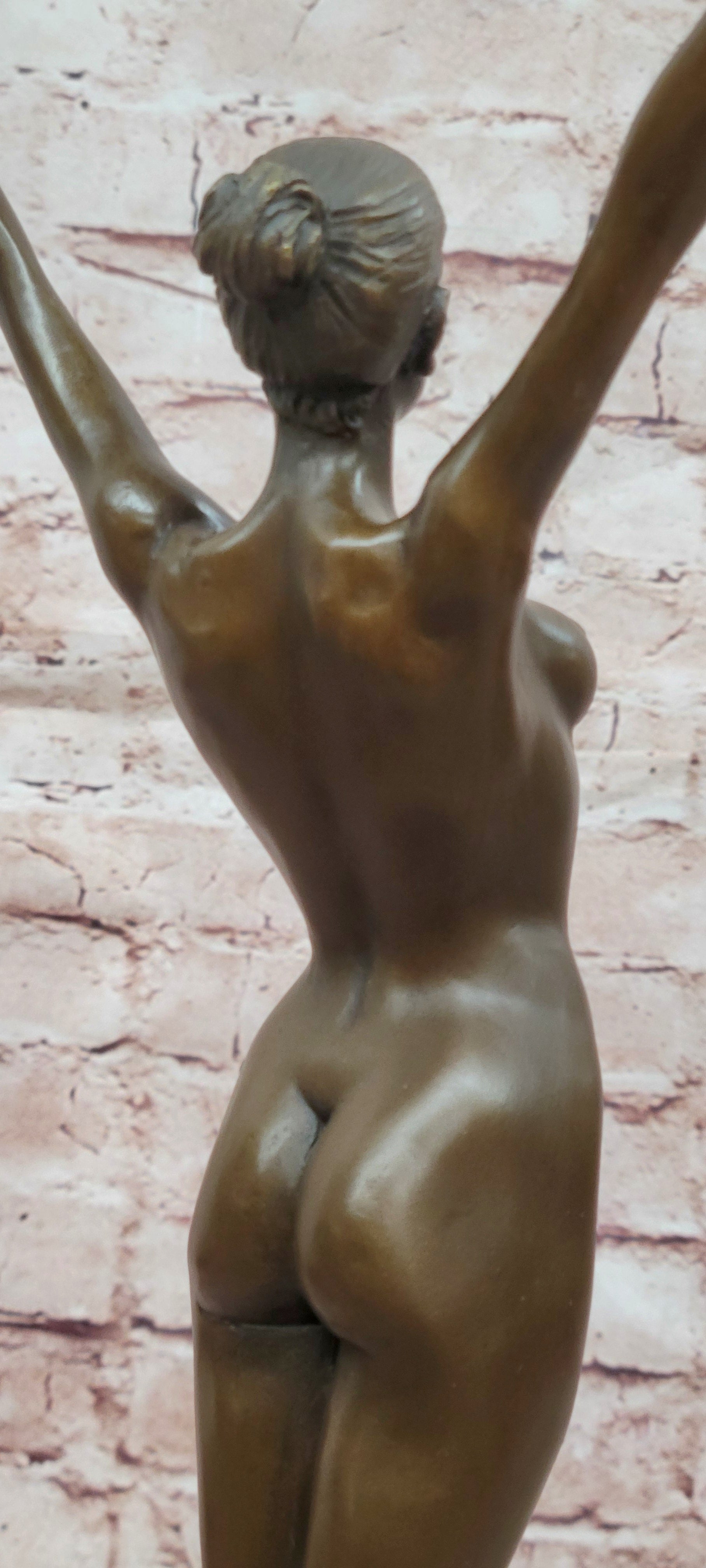 Art Nouveau Bronze Gymnast Sculpture: Woman with Hoop on Marble Base
