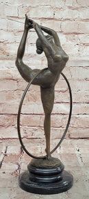 Art Deco Bronze Dancer Sculpture Acrobatic Woman Pose