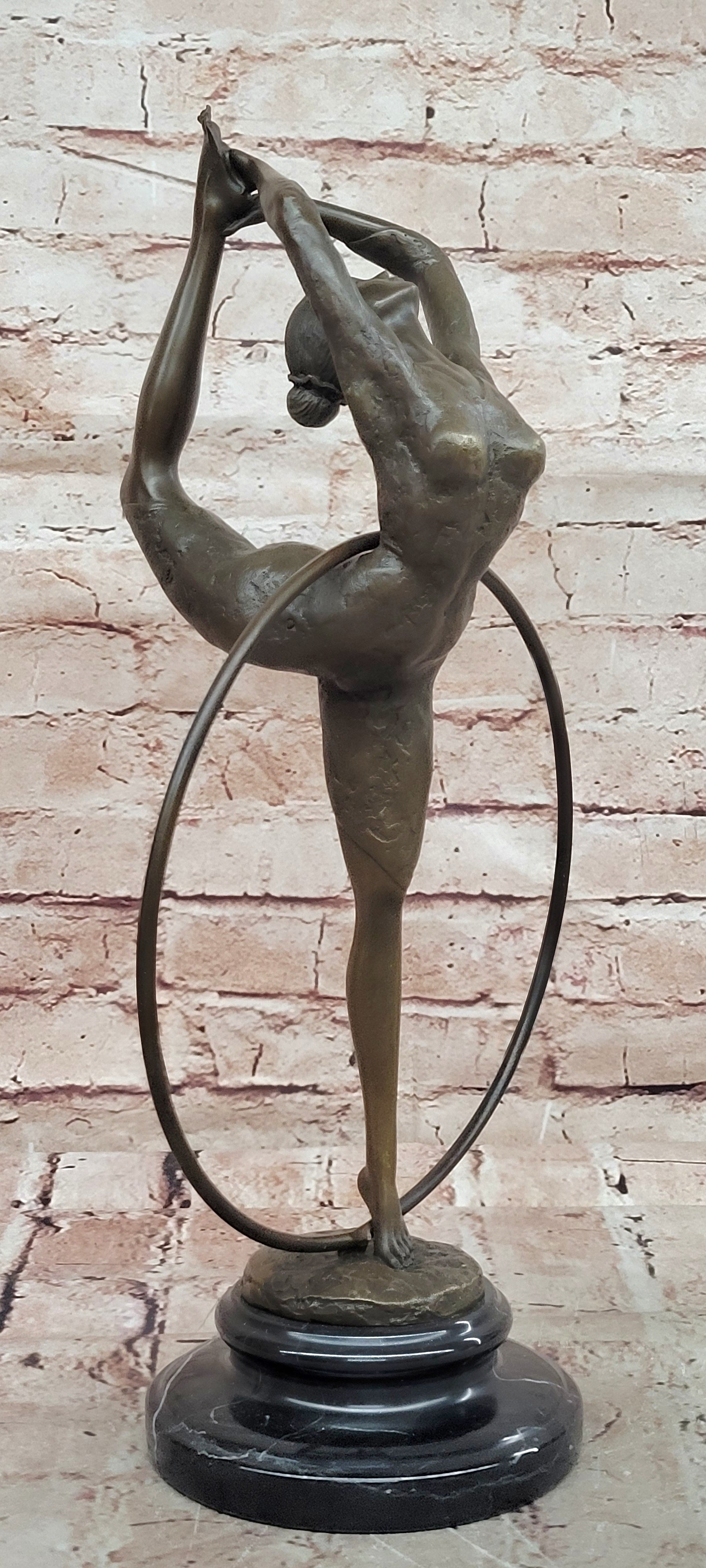 Art Deco Bronze Dancer Sculpture Acrobatic Woman Pose