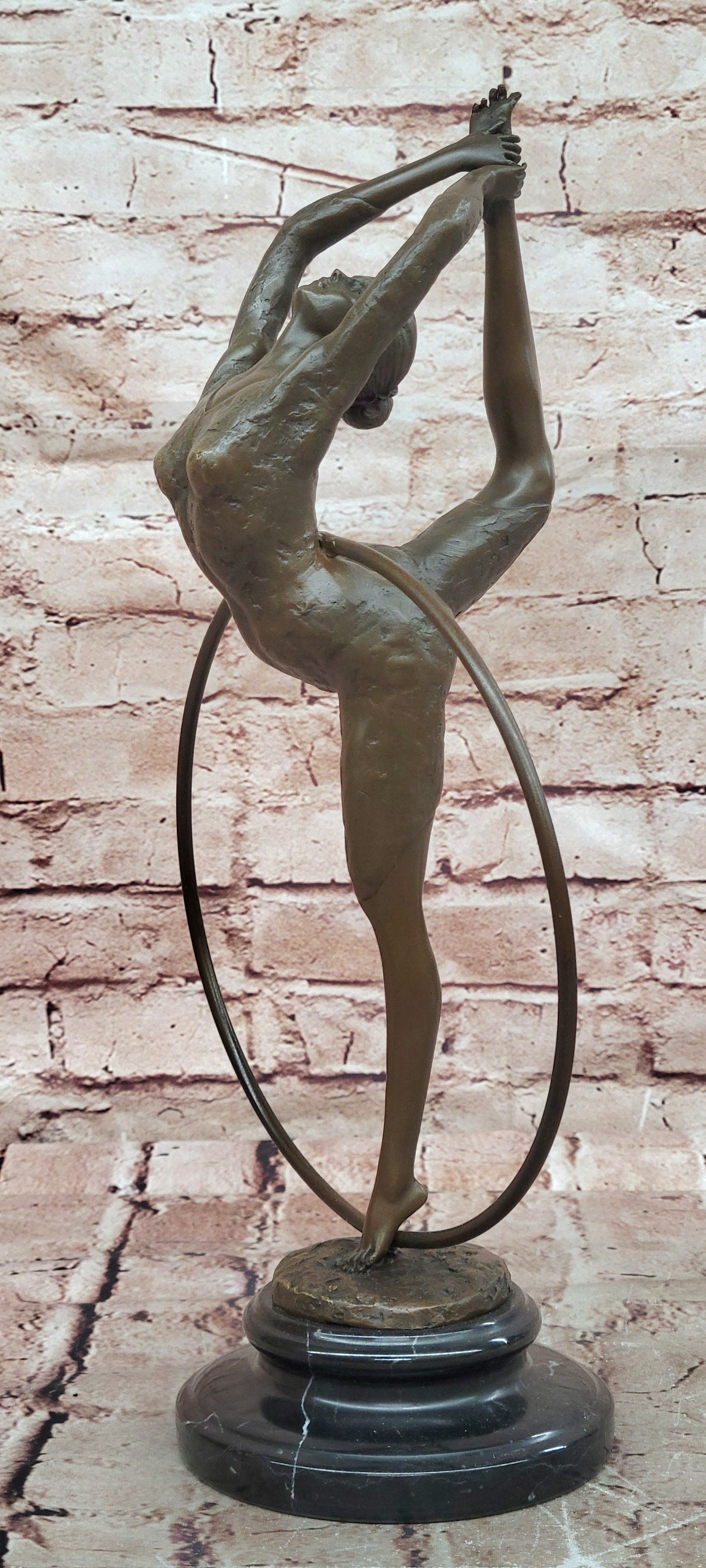 Art Deco Bronze Dancer Sculpture Acrobatic Woman Pose