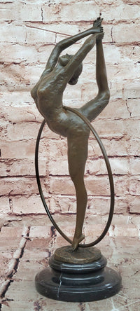 Art Deco Bronze Dancer Sculpture Acrobatic Woman Pose