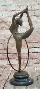 Art Deco Bronze Dancer Sculpture Acrobatic Woman Pose