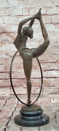 Art Deco Bronze Dancer Sculpture Acrobatic Woman Pose