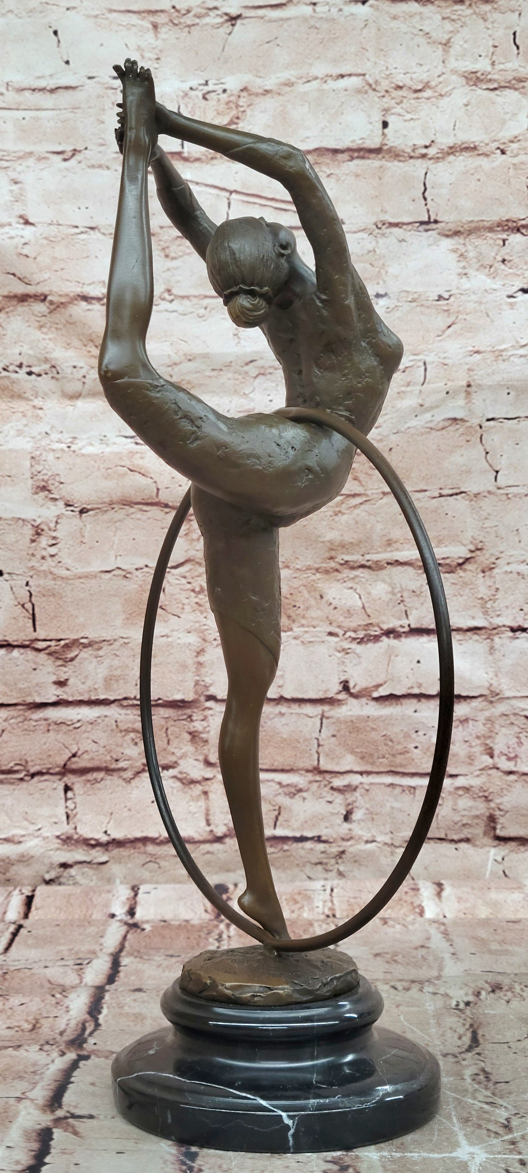 Art Deco Bronze Dancer Sculpture Acrobatic Woman Pose