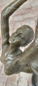 Art Deco Bronze Dancer Sculpture Acrobatic Woman Pose