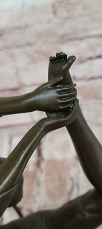 Art Deco Bronze Dancer Sculpture Acrobatic Woman Pose