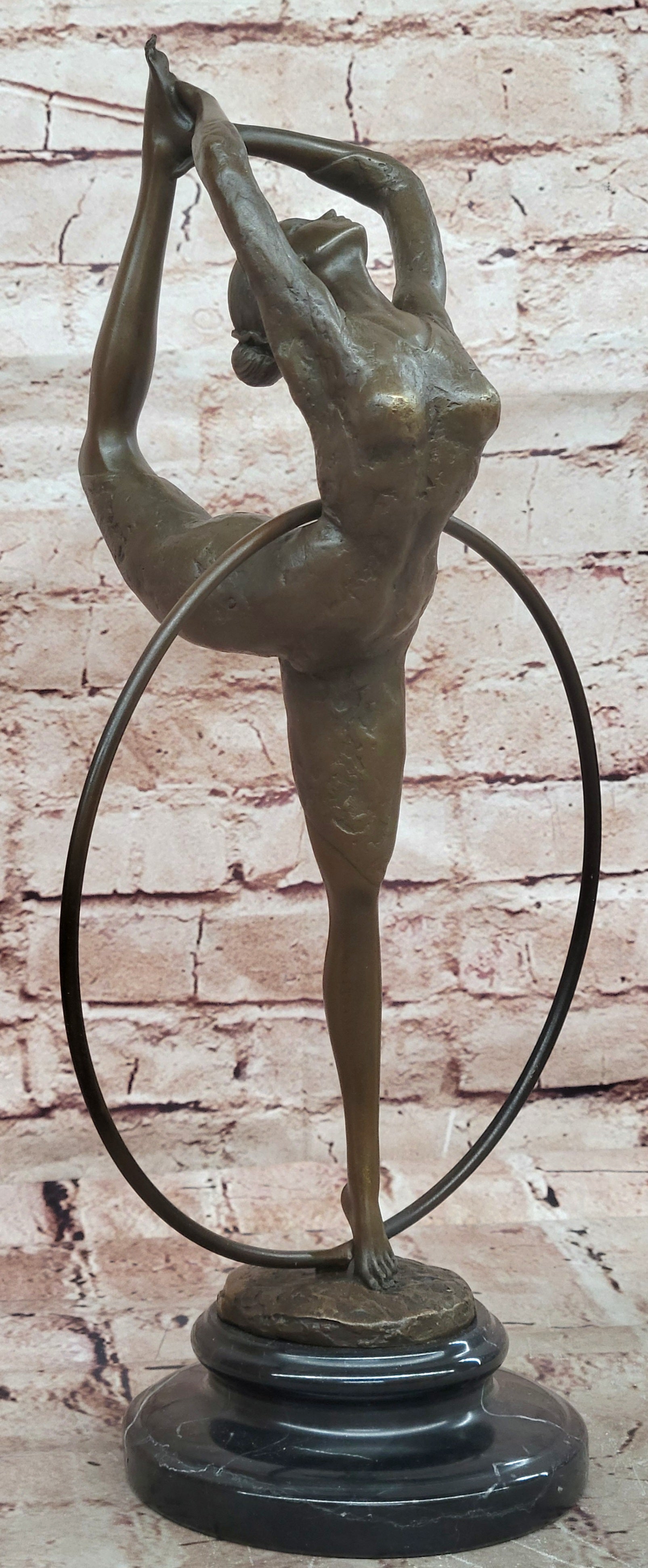 Art Deco Bronze Dancer Sculpture Acrobatic Woman Pose