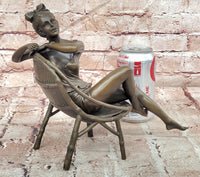 Modern Girl Bronze Statue and Figurine by Mavchi Handmade Metal Sculpture