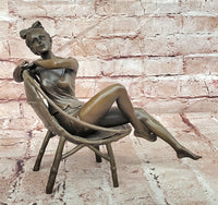 Modern Girl Bronze Statue and Figurine by Mavchi Handmade Metal Sculpture