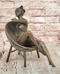 Modern Girl Bronze Statue and Figurine by Mavchi Handmade Metal Sculpture