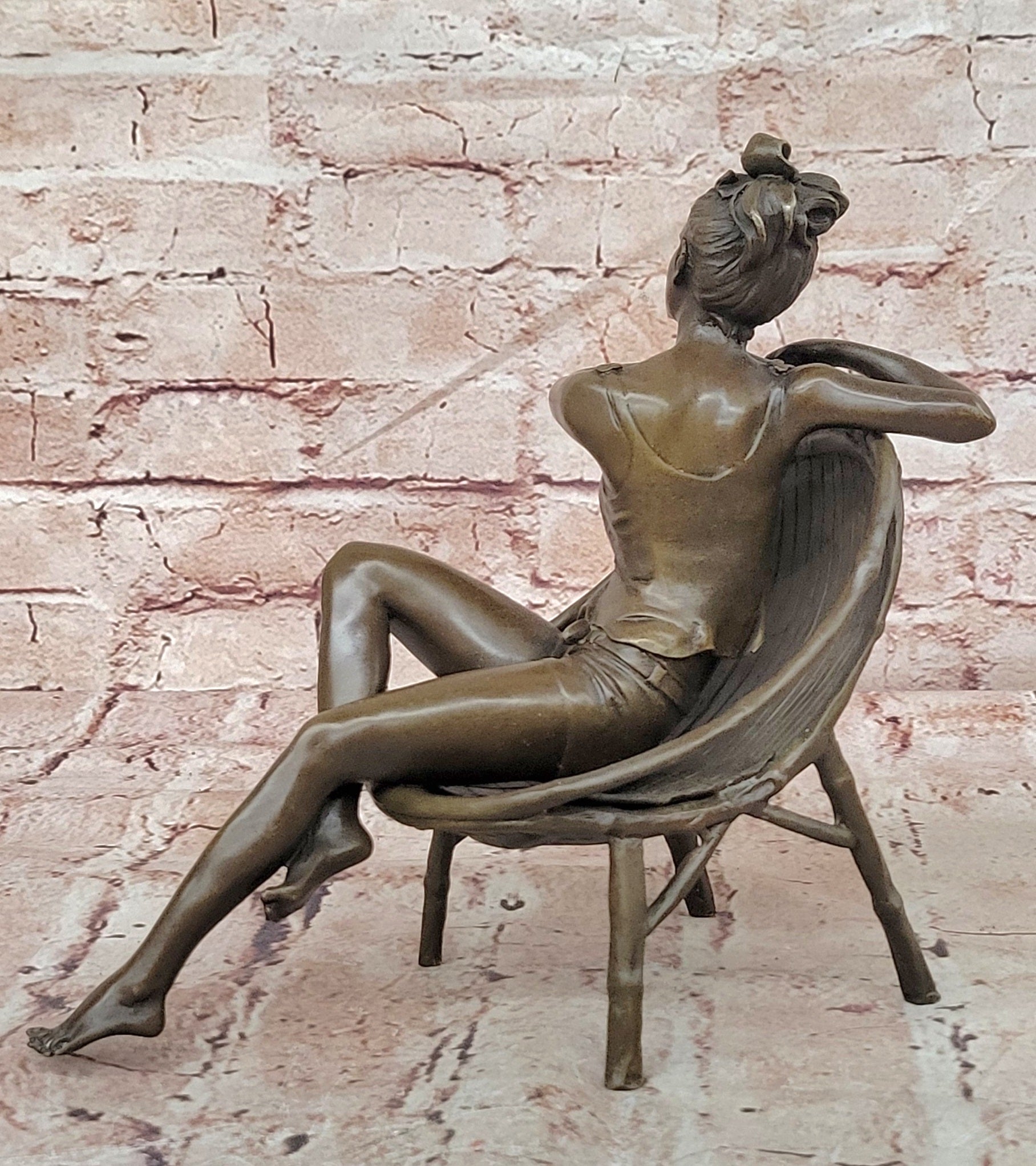 Modern Girl Bronze Statue and Figurine by Mavchi Handmade Metal Sculpture