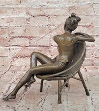 Modern Girl Bronze Statue and Figurine by Mavchi Handmade Metal Sculpture