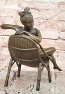 Modern Girl Bronze Statue and Figurine by Mavchi Handmade Metal Sculpture
