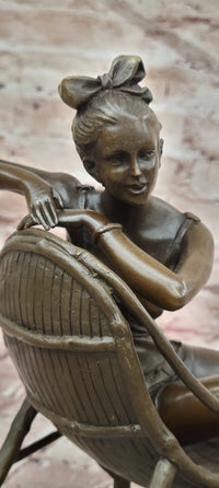 Modern Girl Bronze Statue and Figurine by Mavchi Handmade Metal Sculpture