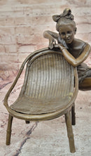 Modern Girl Bronze Statue and Figurine by Mavchi Handmade Metal Sculpture