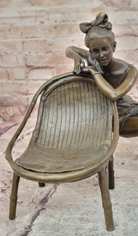 Modern Girl Bronze Statue and Figurine by Mavchi Handmade Metal Sculpture