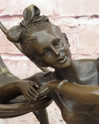 Modern Girl Bronze Statue and Figurine by Mavchi Handmade Metal Sculpture