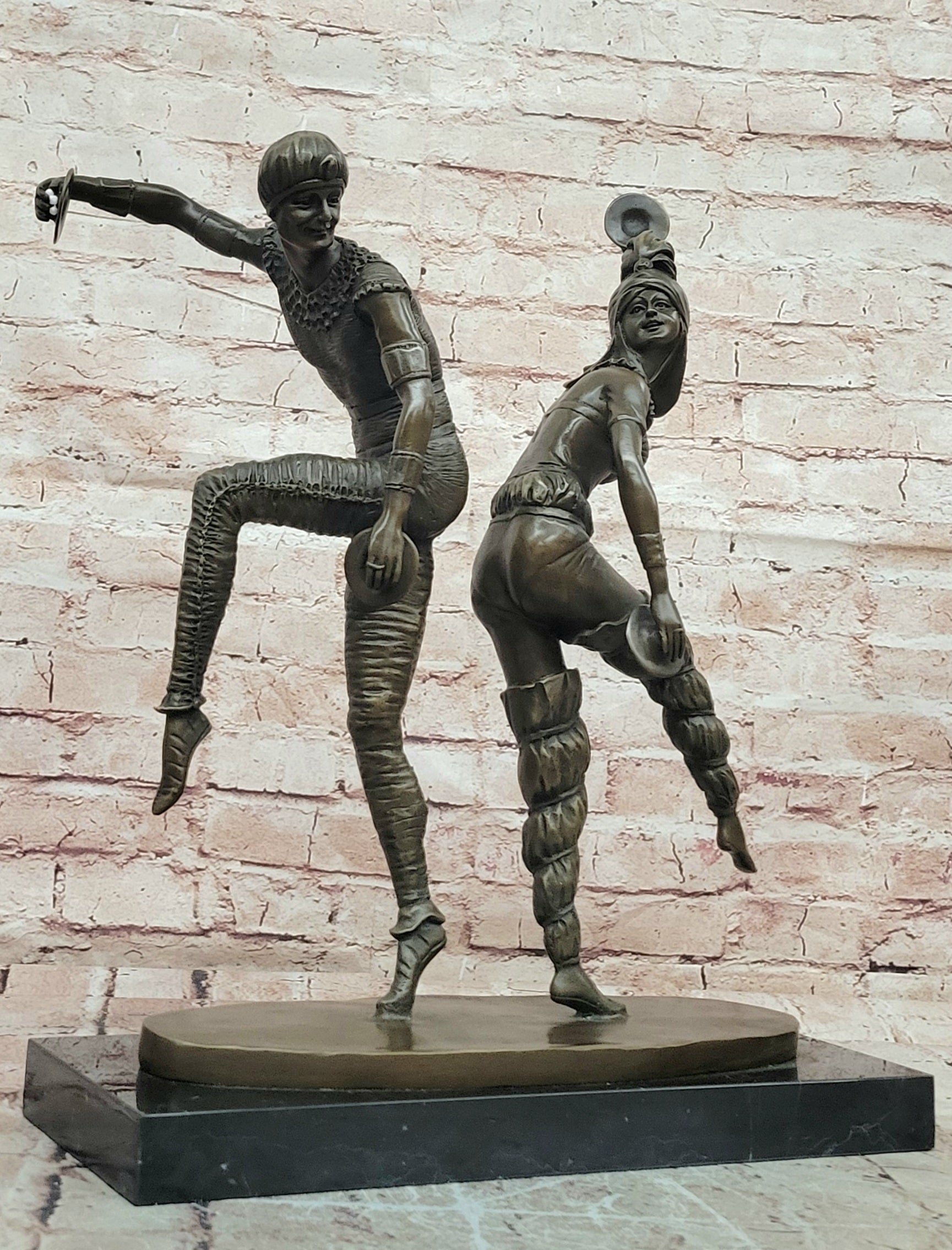 D H Chiparus Bronze Dancing Pair Sculpture Hand Made Art Deco Statue
