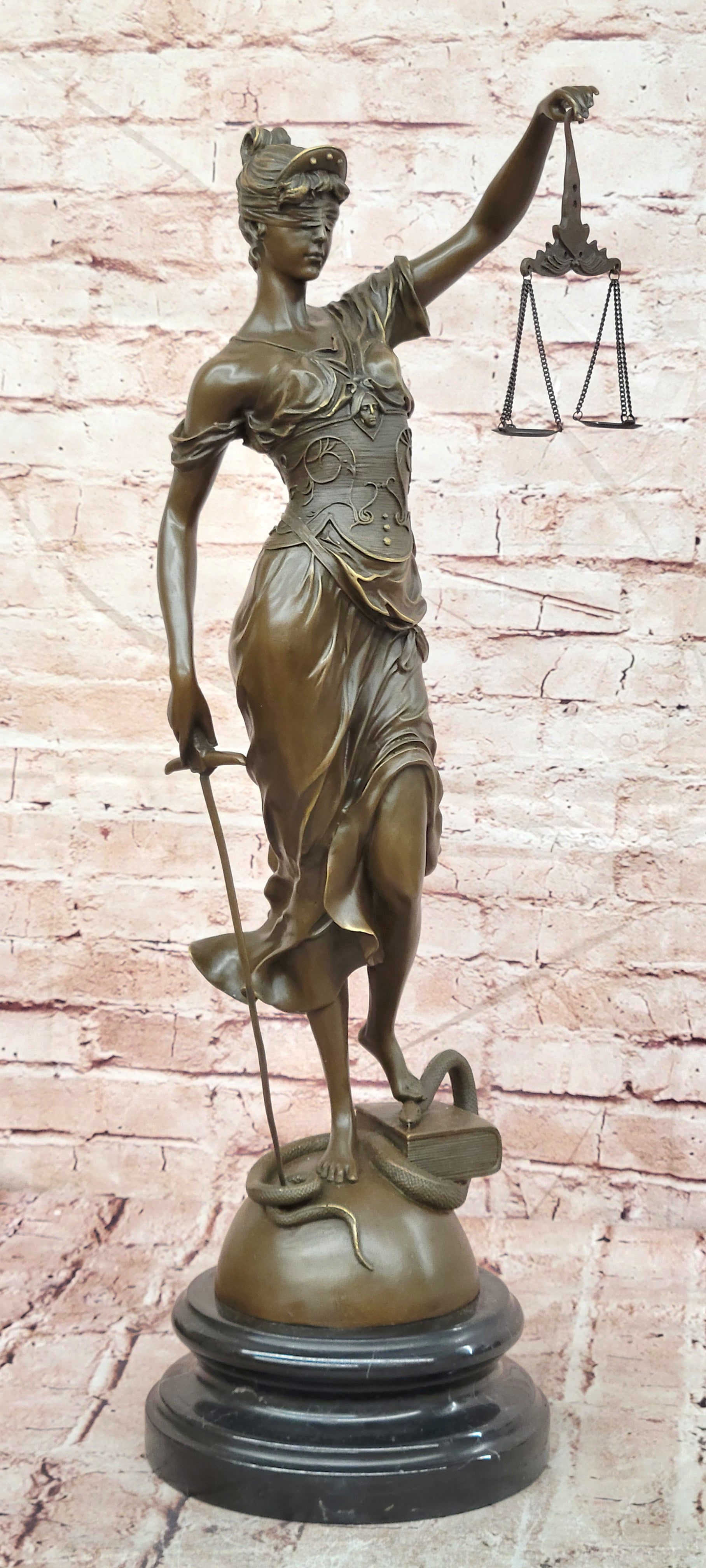 25 Inch Figurine Lawyer Home Decor Lady Justice Bronze Sculpture Statue Figure