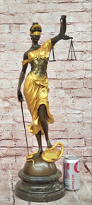 Blind Justice Gold Patina Themis, the Goddess of Justice by Mayer Bronze Sculpture