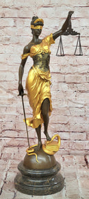 Blind Justice Gold Patina Themis, the Goddess of Justice by Mayer Bronze Sculpture