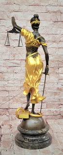 Blind Justice Gold Patina Themis, the Goddess of Justice by Mayer Bronze Sculpture