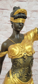 Blind Justice Gold Patina Themis, the Goddess of Justice by Mayer Bronze Sculpture