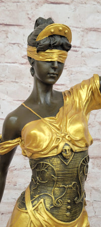 Blind Justice Gold Patina Themis, the Goddess of Justice by Mayer Bronze Sculpture