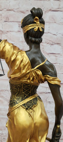 Blind Justice Gold Patina Themis, the Goddess of Justice by Mayer Bronze Sculpture