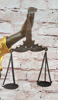 Blind Justice Gold Patina Themis, the Goddess of Justice by Mayer Bronze Sculpture