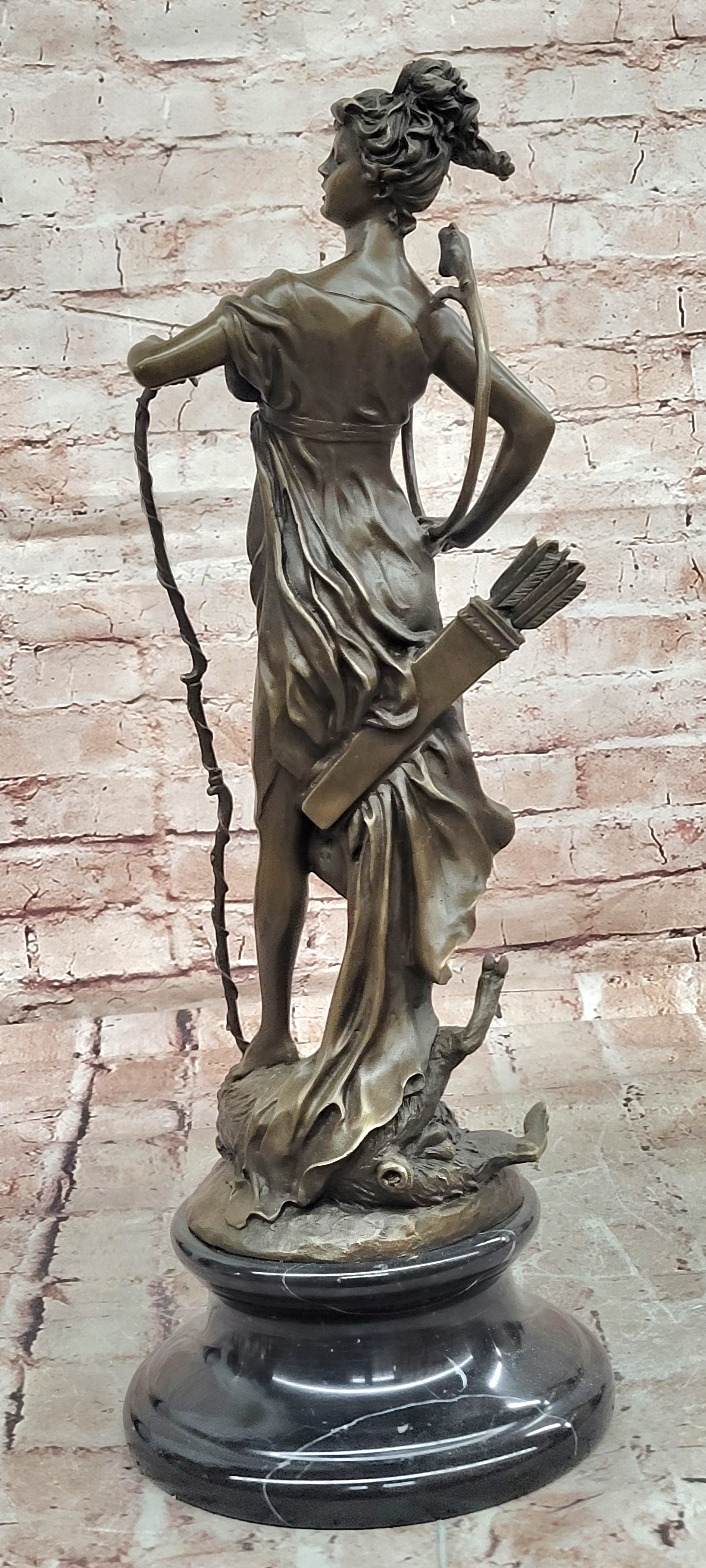 Diana Bronze Sculpture: Mythological Goddess with Bow, Patron Hunter Statue
