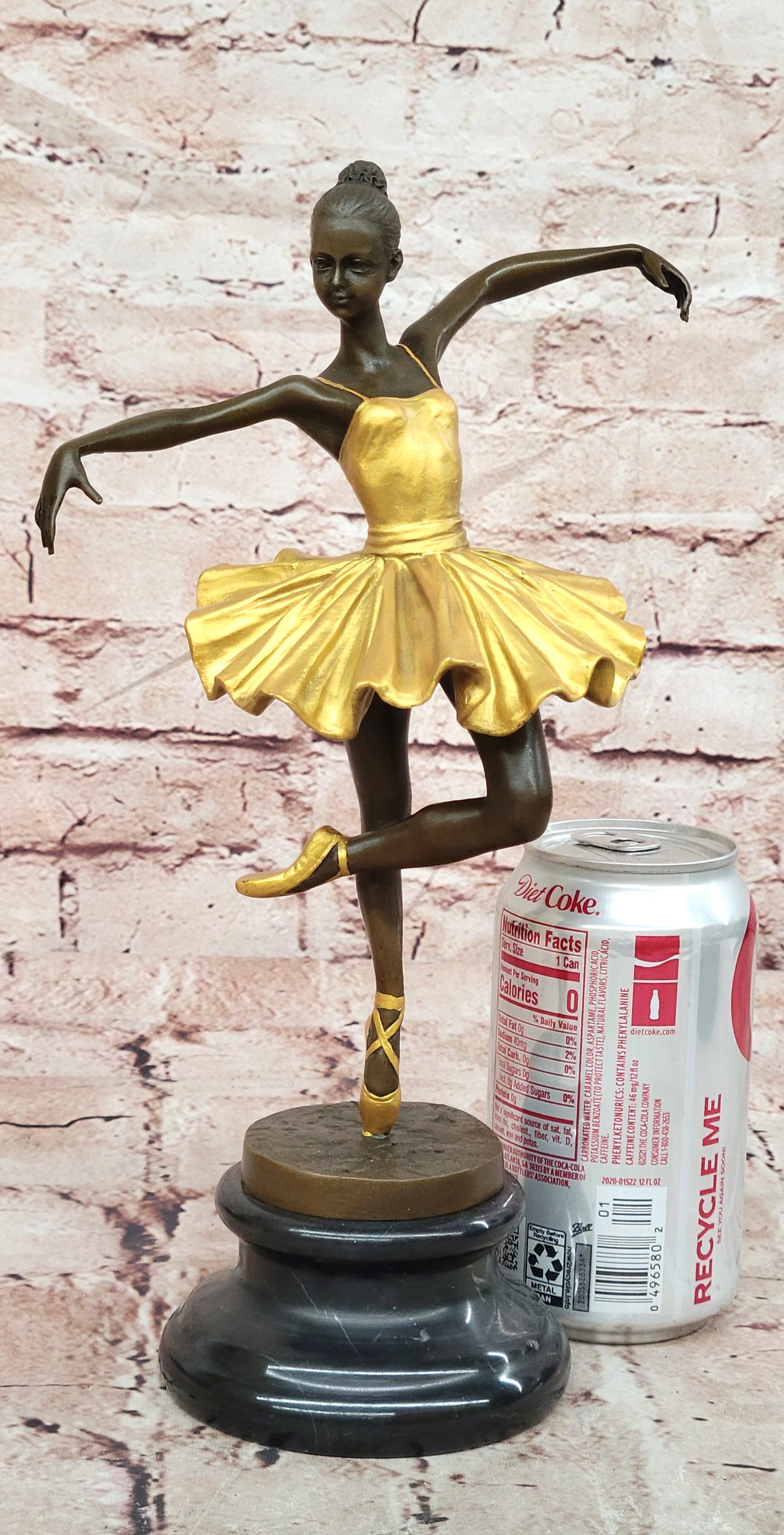 Elegant Art Nouveau Bronze Ballerina Statue: Brown and Gold Patina Dancer Sculpture