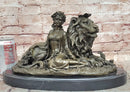 Beauty and Beast Bronze Statues Metal Sculpture Female Artwork Home Decor Figurine