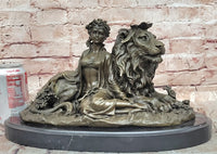 Beauty and Beast Bronze Statues Metal Sculpture Female Artwork Home Decor Figurine