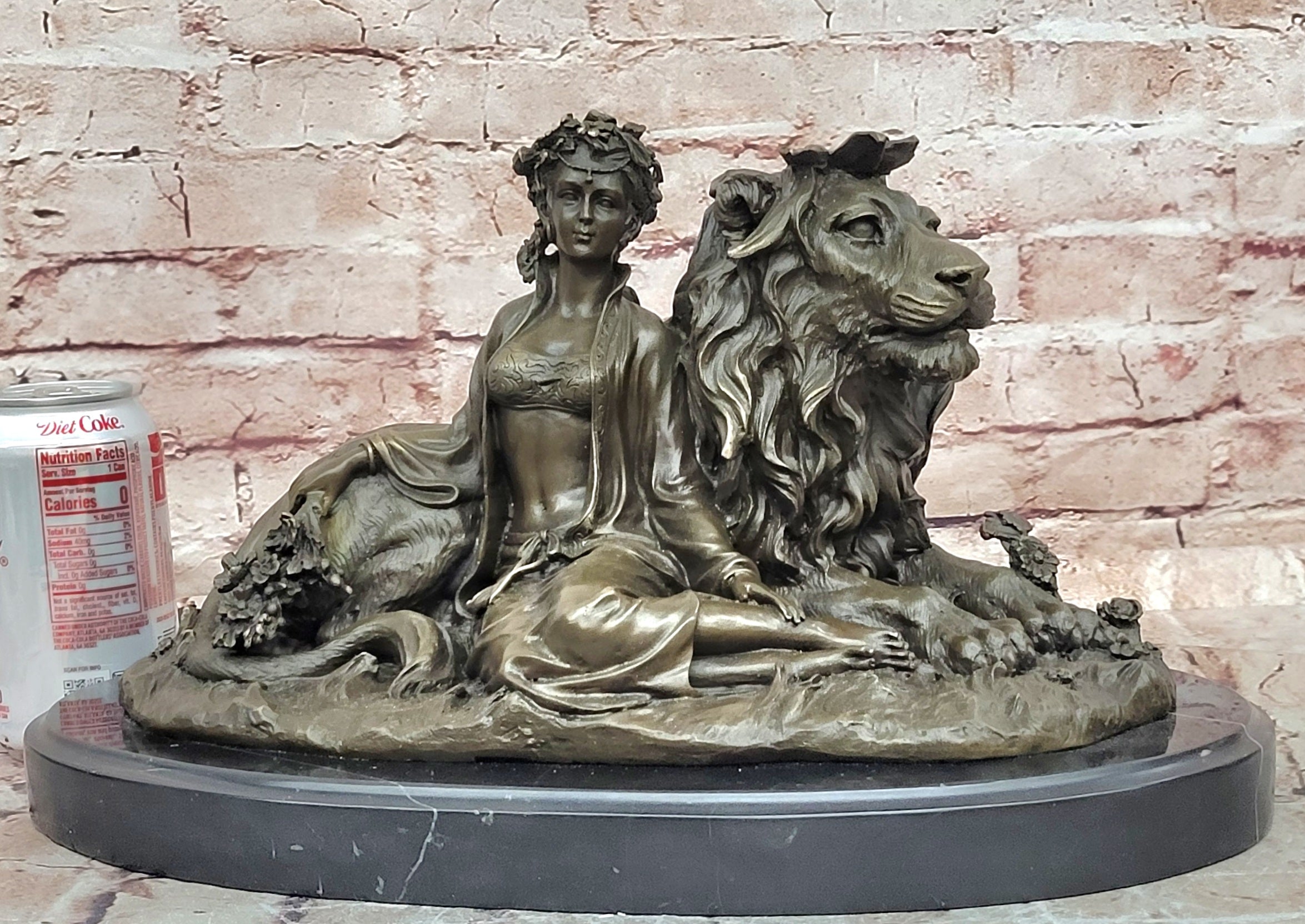Beauty and Beast Bronze Statues Metal Sculpture Female Artwork Home Decor Figurine