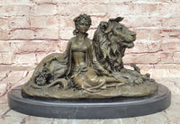 Beauty and Beast Bronze Statues Metal Sculpture Female Artwork Home Decor Figurine