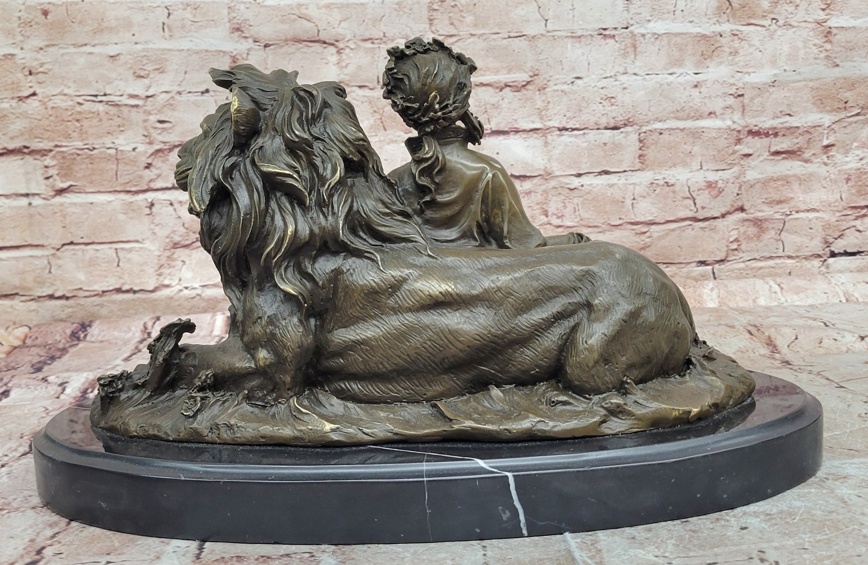 Beauty and Beast Bronze Statues Metal Sculpture Female Artwork Home Decor Figurine