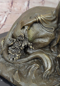 Beauty and Beast Bronze Statues Metal Sculpture Female Artwork Home Decor Figurine