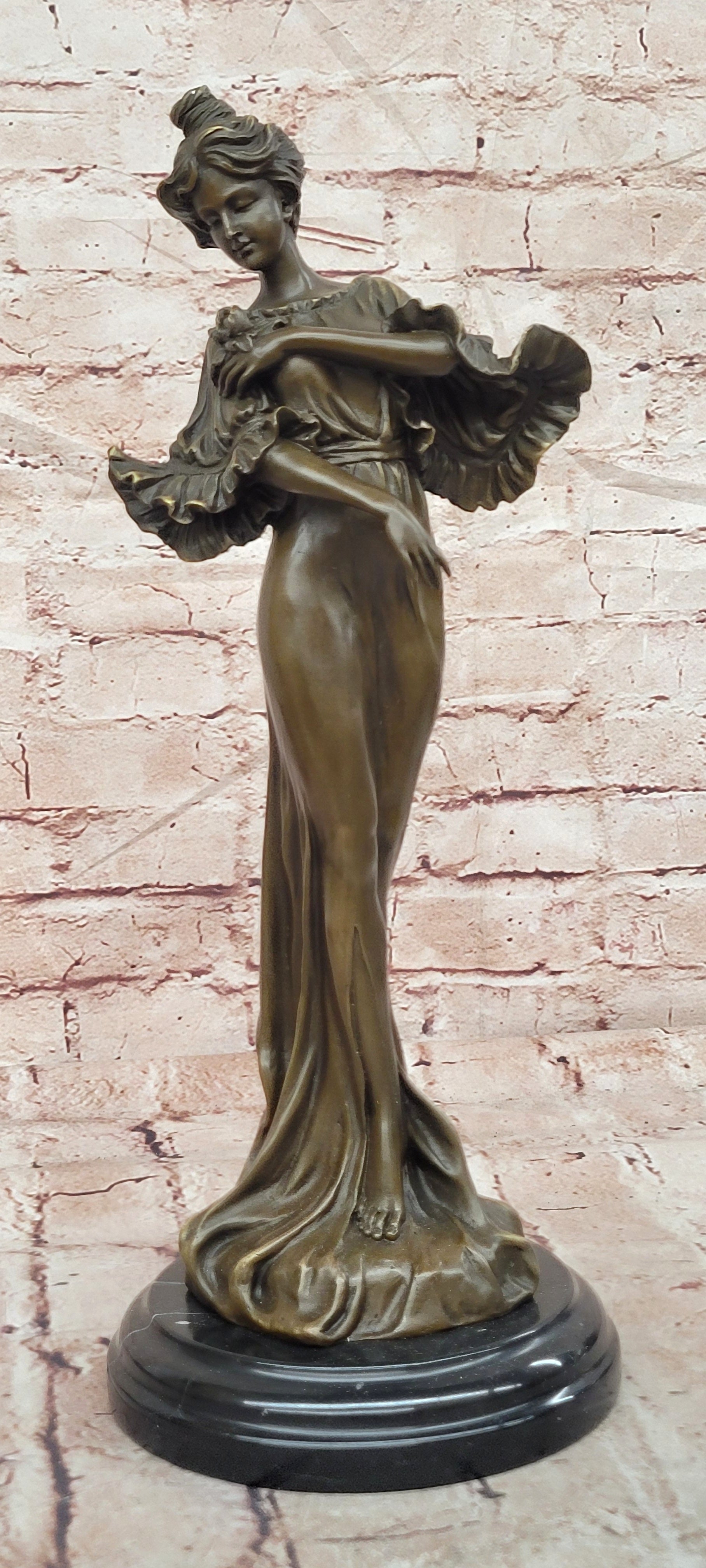 Attributed to Flora by Milo Standing Beauty (Iris) Genuine Bronze Sculpture Statue