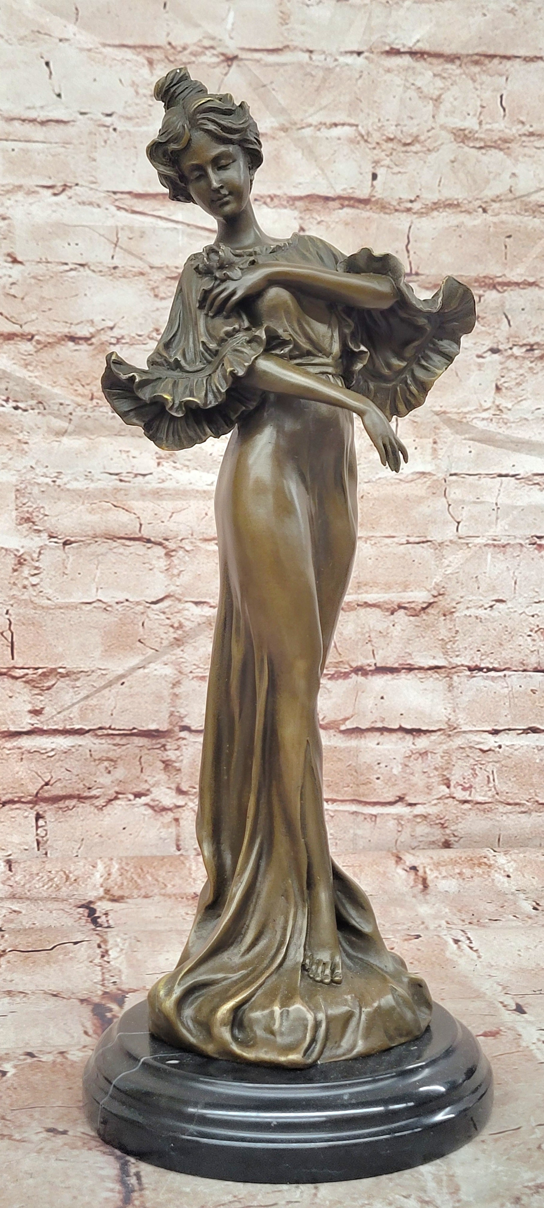 Attributed to Flora by Milo Standing Beauty (Iris) Genuine Bronze Sculpture Statue