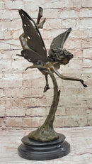 Flying Fairy Winged Angel Bronze Art Deco Sculpture 17" x 10"