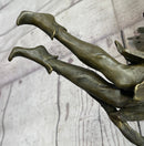 Flying Angel Fairy Bronze Sculpture Marble Base 16" x 13"