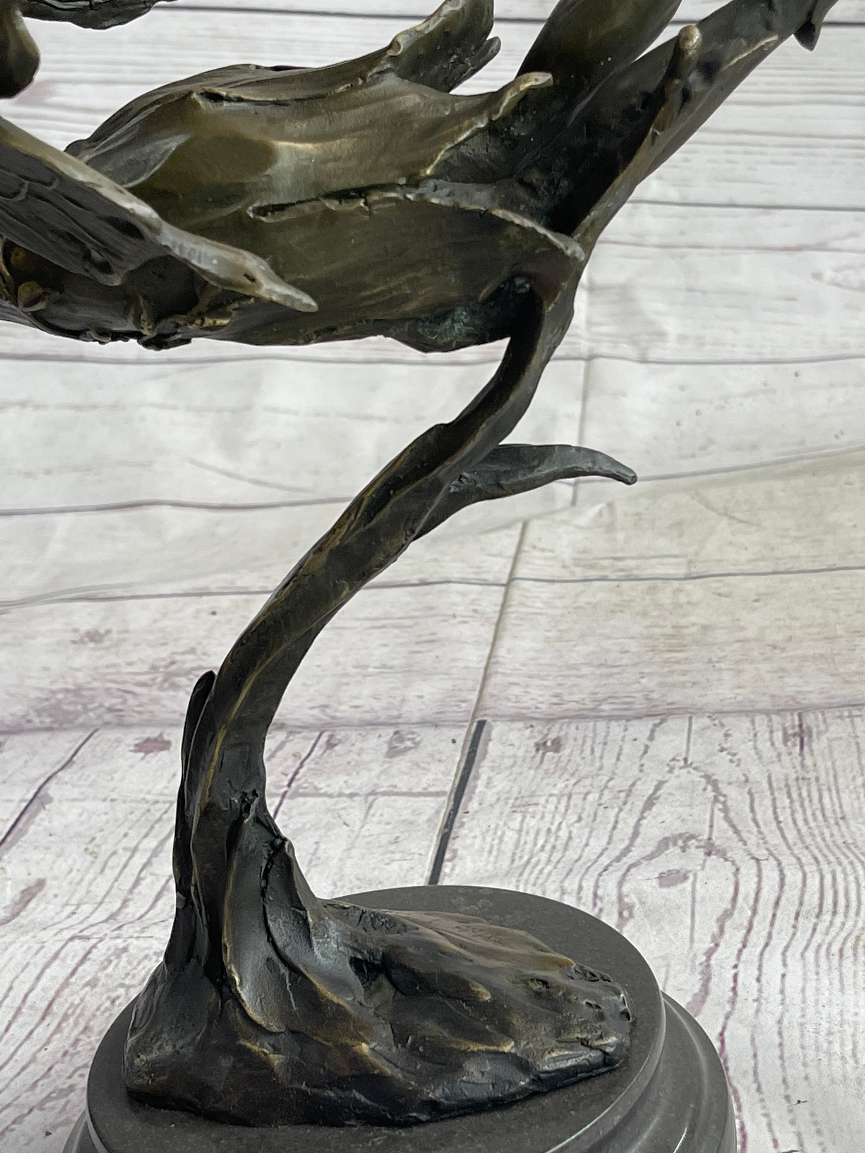 Flying Angel Fairy Bronze Sculpture Marble Base 16" x 13"