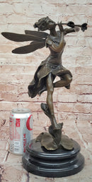 Signed Cesaro Forest Nymph with Flute Hand Made Classic Mythical Bronze Statue