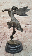 Signed Cesaro Forest Nymph with Flute Hand Made Classic Mythical Bronze Statue