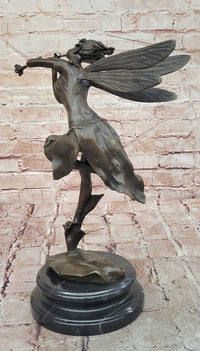 Signed Cesaro Forest Nymph with Flute Hand Made Classic Mythical Bronze Statue